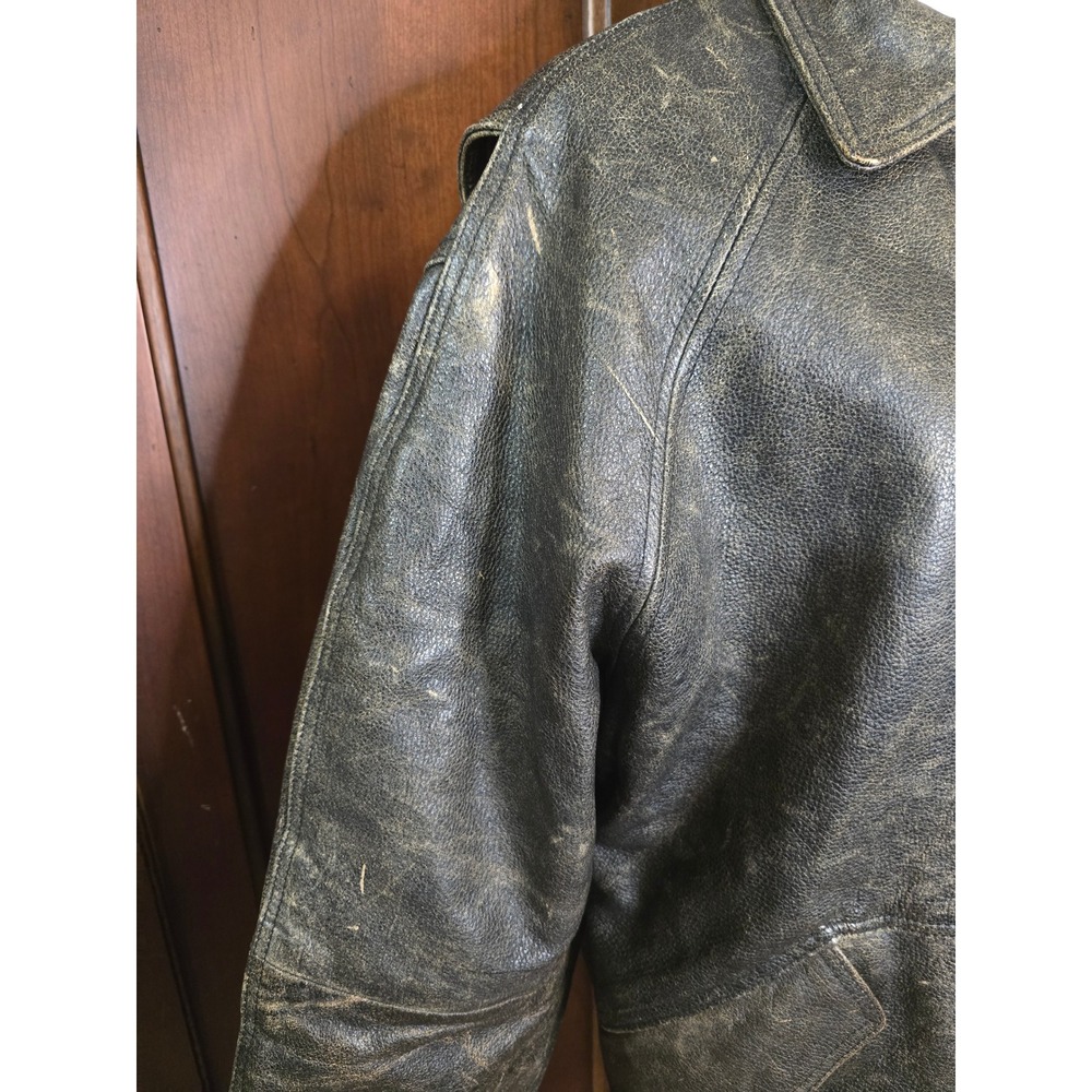 New River Sports NRS Distressed Leather Jacket Brown Black Vintage Mens XL - Picture 7 of 14